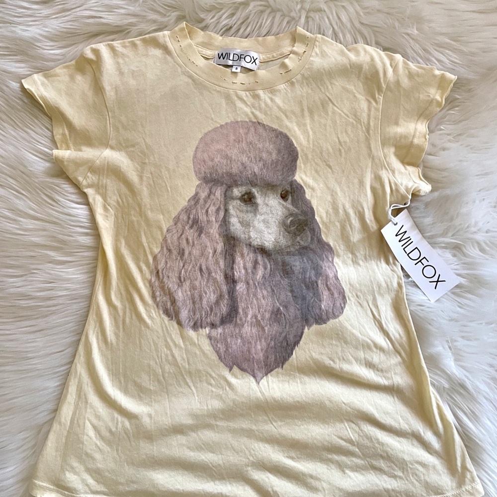 Wildfox Yellow Poodle Graphic Tee